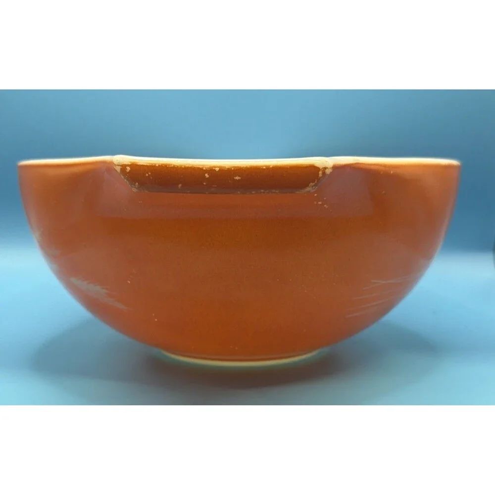 Vintage Pyrex Autumn Harvest Orange Wheat Cinderella Mixing Bowl 2.5 Qt 443